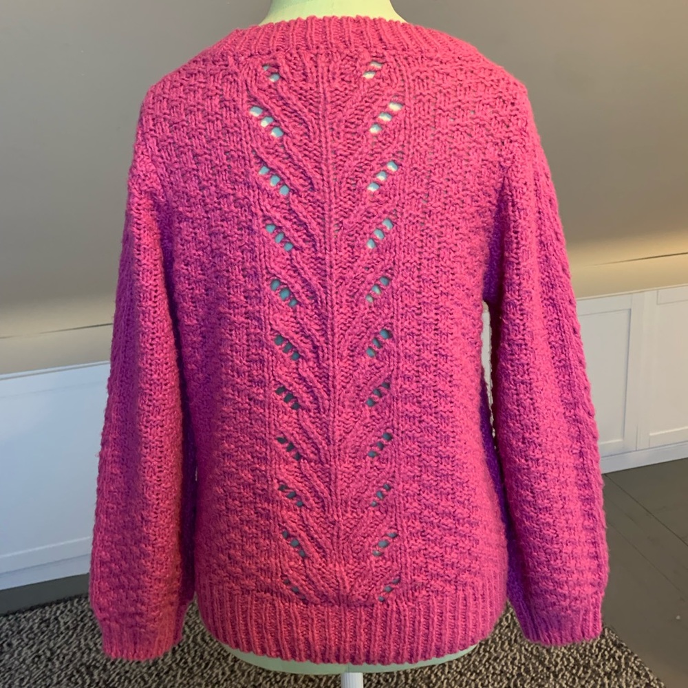S Lucky Brand pink pointelle long sleeve sweater